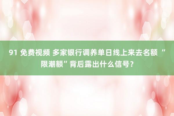 91 免费视频 多家银行调养单日线上来去名额 “限潮额”背后露出什么信号？