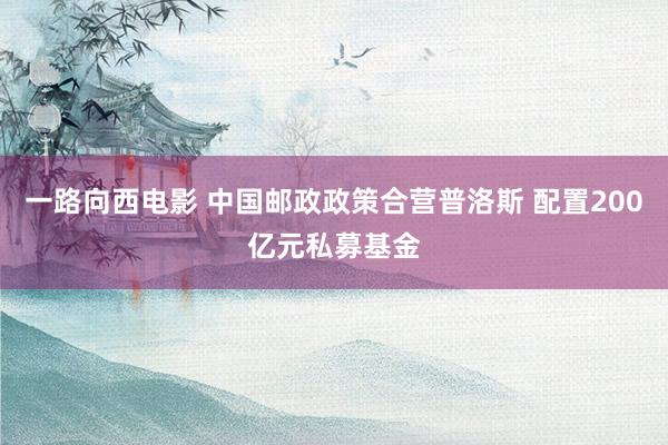 一路向西电影 中国邮政政策合营普洛斯 配置200亿元私募基金