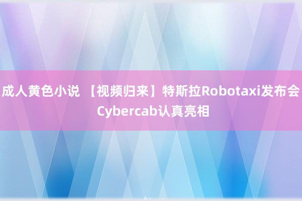 成人黄色小说 【视频归来】特斯拉Robotaxi发布会 Cybercab认真亮相