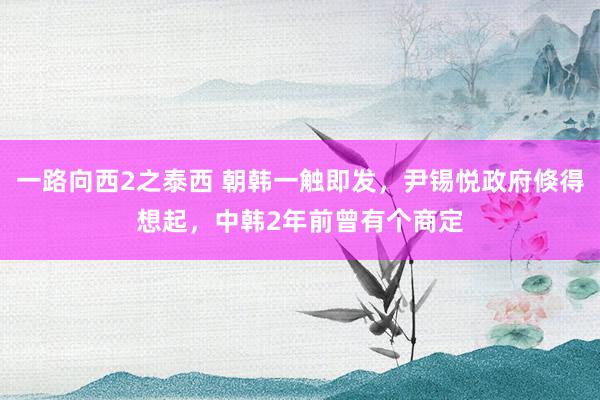 一路向西2之泰西 朝韩一触即发，尹锡悦政府倏得想起，中韩2年前曾有个商定