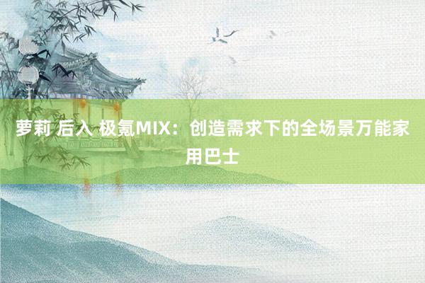 萝莉 后入 极氪MIX：创造需求下的全场景万能家用巴士