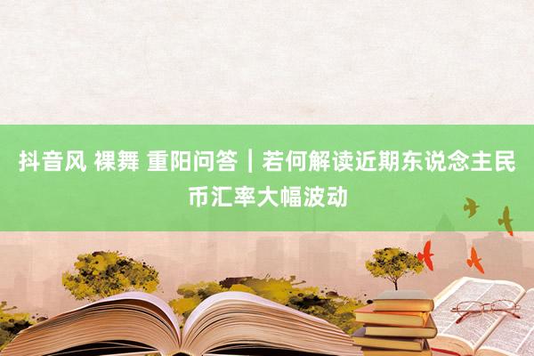 抖音风 裸舞 重阳问答︱若何解读近期东说念主民币汇率大幅波动