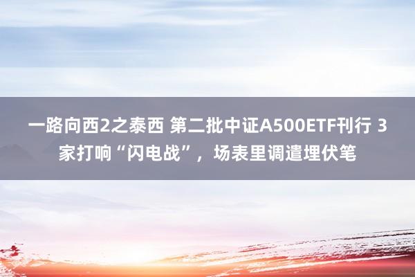 一路向西2之泰西 第二批中证A500ETF刊行 3家打响“闪电战”，场表里调遣埋伏笔