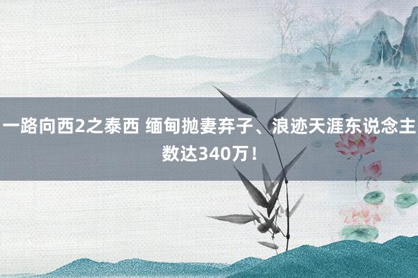 一路向西2之泰西 缅甸抛妻弃子、浪迹天涯东说念主数达340万！