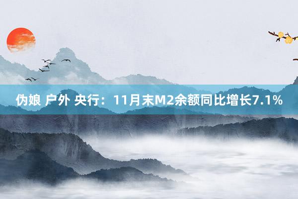 伪娘 户外 央行：11月末M2余额同比增长7.1%