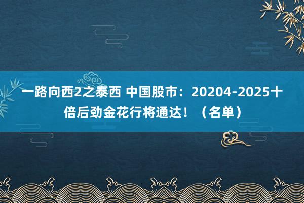 一路向西2之泰西 中国股市：20204-2025十倍后劲金花行将通达！（名单）