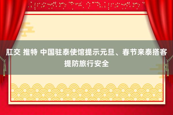 肛交 推特 中国驻泰使馆提示元旦、春节来泰搭客提防旅行安全