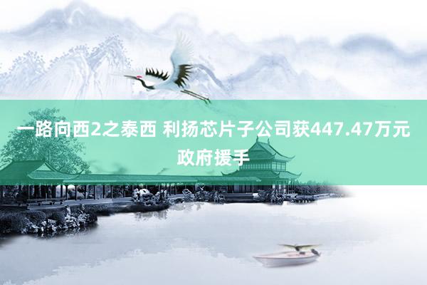 一路向西2之泰西 利扬芯片子公司获447.47万元政府援手