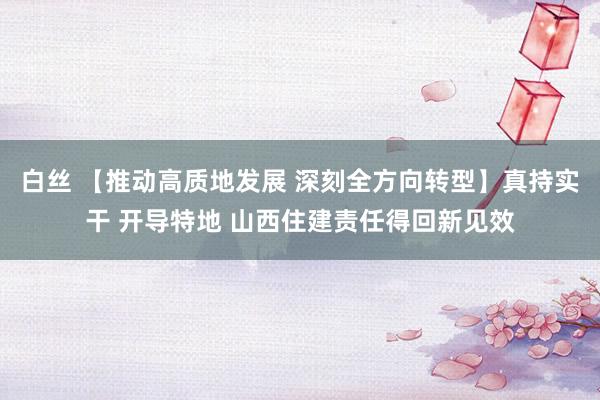 白丝 【推动高质地发展 深刻全方向转型】真持实干 开导特地 山西住建责任得回新见效