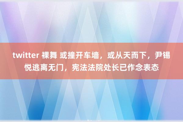 twitter 裸舞 或撞开车墙，或从天而下，尹锡悦逃离无门，宪法法院处长已作念表态