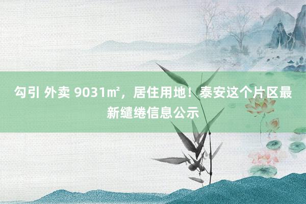 勾引 外卖 9031㎡，居住用地！泰安这个片区最新缱绻信息公示