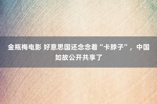 金瓶梅电影 好意思国还念念着“卡脖子”，中国如故公开共享了